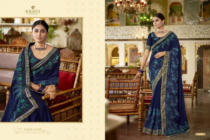 Kalista Sana Gold Edition Wedding Wear Heavy Embroidery Designer Sarees Collection

