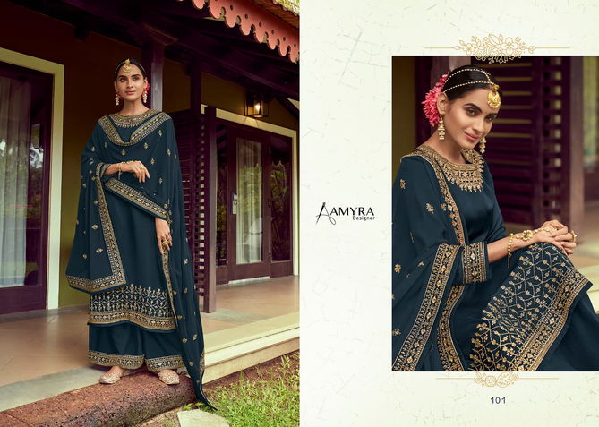 Amyra Designer Butterfly 101 Series Satin Georgette With Heavy Exclusive Embroidery With Fancy Diamond Work Embroidery Salwar Kameez Collection 
