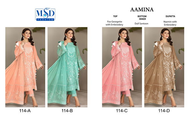 Aamina Vol 1 By Msd 114 Series Best pakistani Salwar Suits Wholesale Shop in Surat