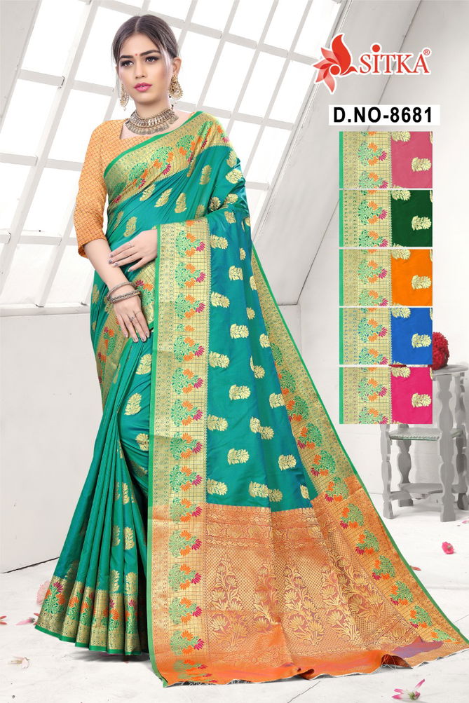 Special Day 8681 Latest Designer Fancy Festive Wear Printed Handloom cotton Silk Sarees Collection
