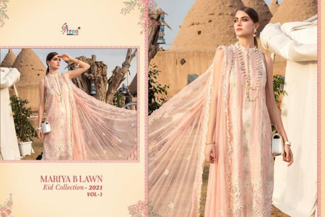 Shree Mariya B Lawn Eid Collection 2021 Vol 1 Latest Fancy Designer Festive Wear Pure Cotton Printed Pakistani Salwar Suits Collection
