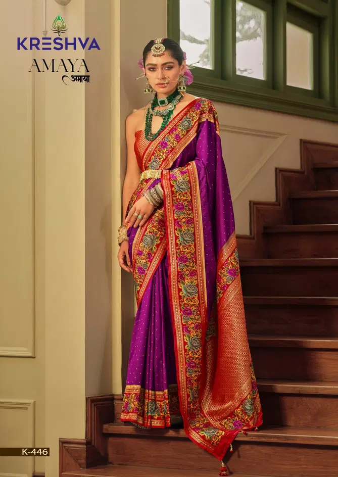 Amaya By Kreshva Banarasi Silk Wedding Wear Sarees Wholesale Shop In Surat