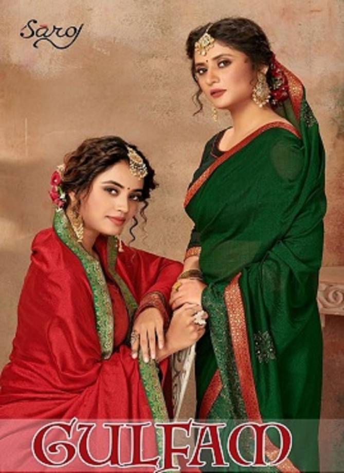 Saroj Gulfar Latest Designer Wedding  Wear Vichitra silk Sarees Collection
