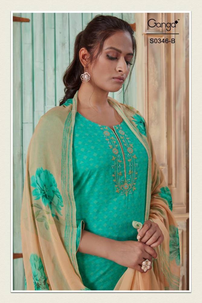 GANGA HANA S-346 Latest fancy Heavy Casual Wear Superior Lawn Cotton Printed with Embroidery Work Salwar Suit Collection