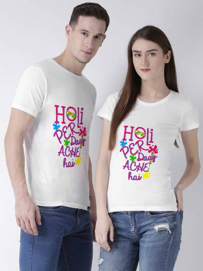 Swara Holi Festive Wear Designer Printed Holi Special Couple Tshirt Collection