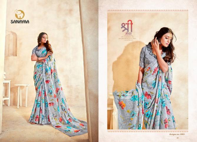 Sanayaa Amelia Latest Fancy Designer silk Casual Wear Linen Printed Saree Collection
