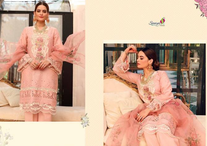 Saniya Rouch 7 Luxury Fancy Latest Designer Festive Wear Pure Cambric Cotton Self Embroidery Pakistani Salwar Suit Collection
