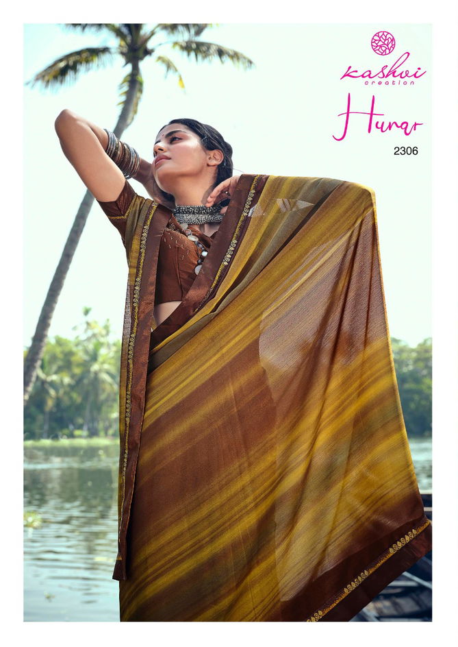 Kashvi Hunar Latest Fancy Casual Wear Printed Chiffon Sarees Collection
