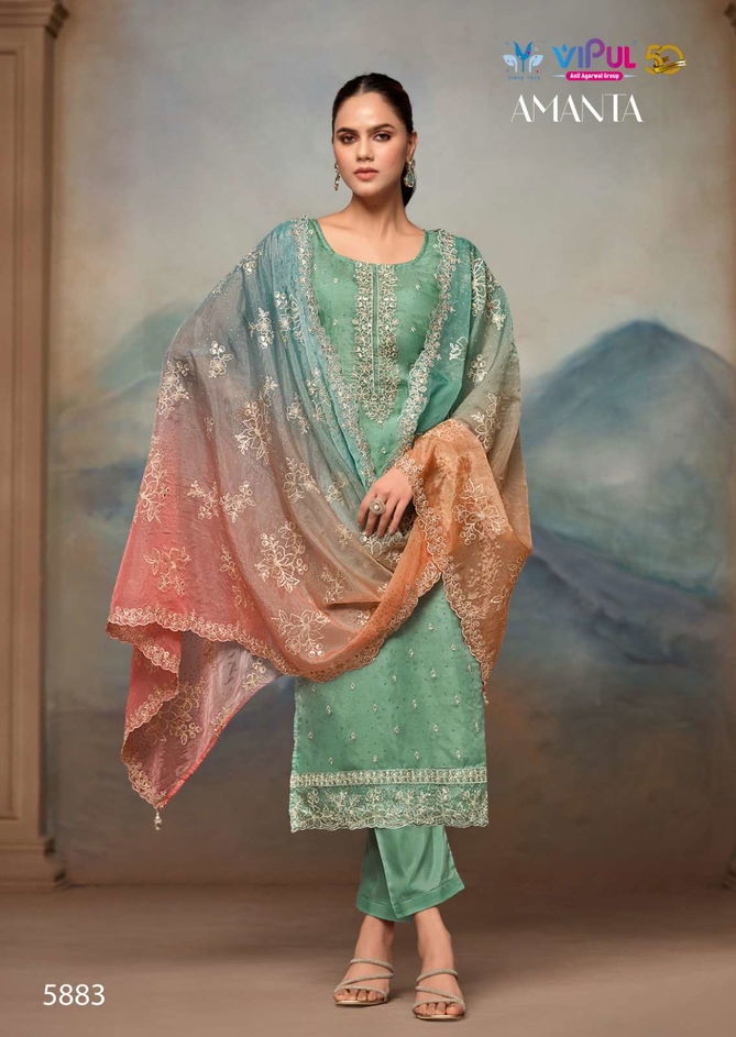 Amanta By Vipul Organza Embroidery Salwar Suits Wholesale In India