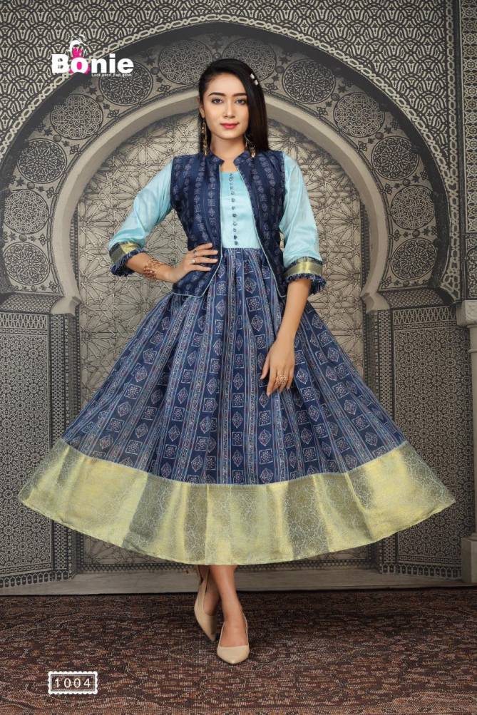 Bonie Vaishnavi Exclusive Designers Silk Ethnic Wear Kurtis With Jacket Collection
