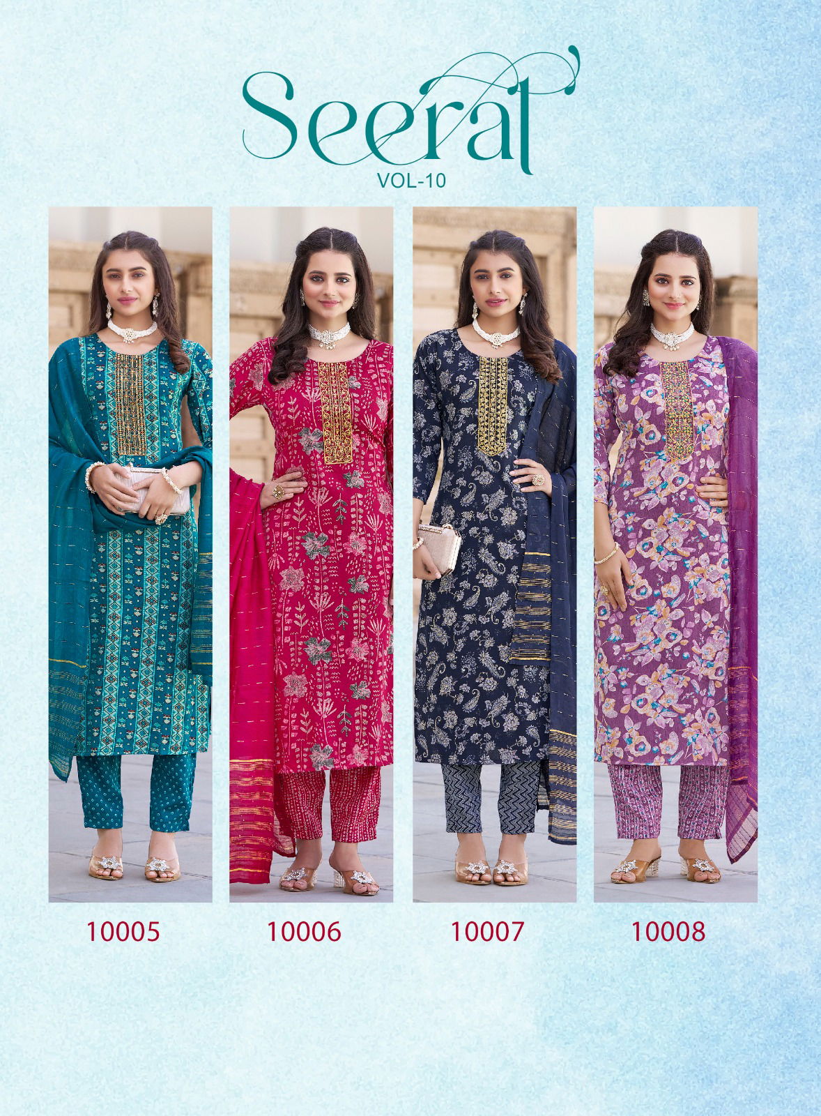 Seerat Vol 10 By Radhika Rayon Foil Printed Readymade Dress Suppliers In India