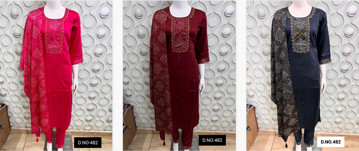 Pc 482 Gajji Casual Wear Kurti Bottom With Dupatta Collection