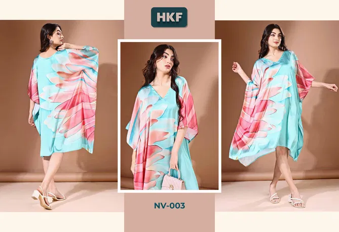  Nirvana Vol 1 By Hkf  Kaftan Soft Satin Casual Wear Wholesale Manufacturers