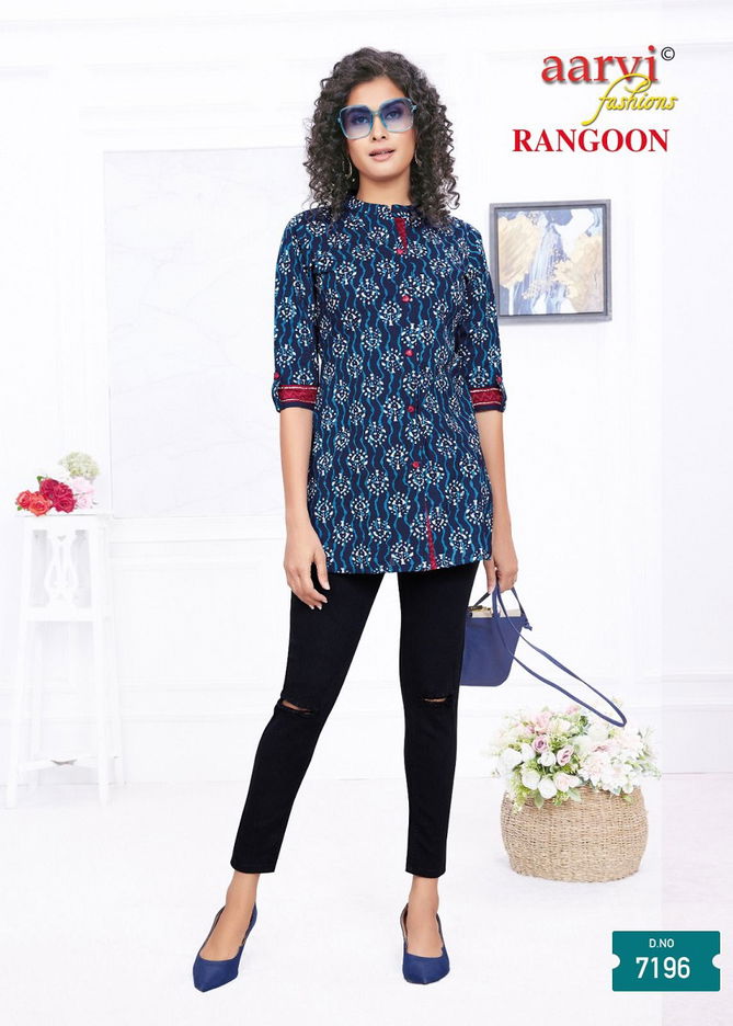 Rangoon By Aarvi Lawn Cotton Short Ladies Top Wholesale Market in Surat
