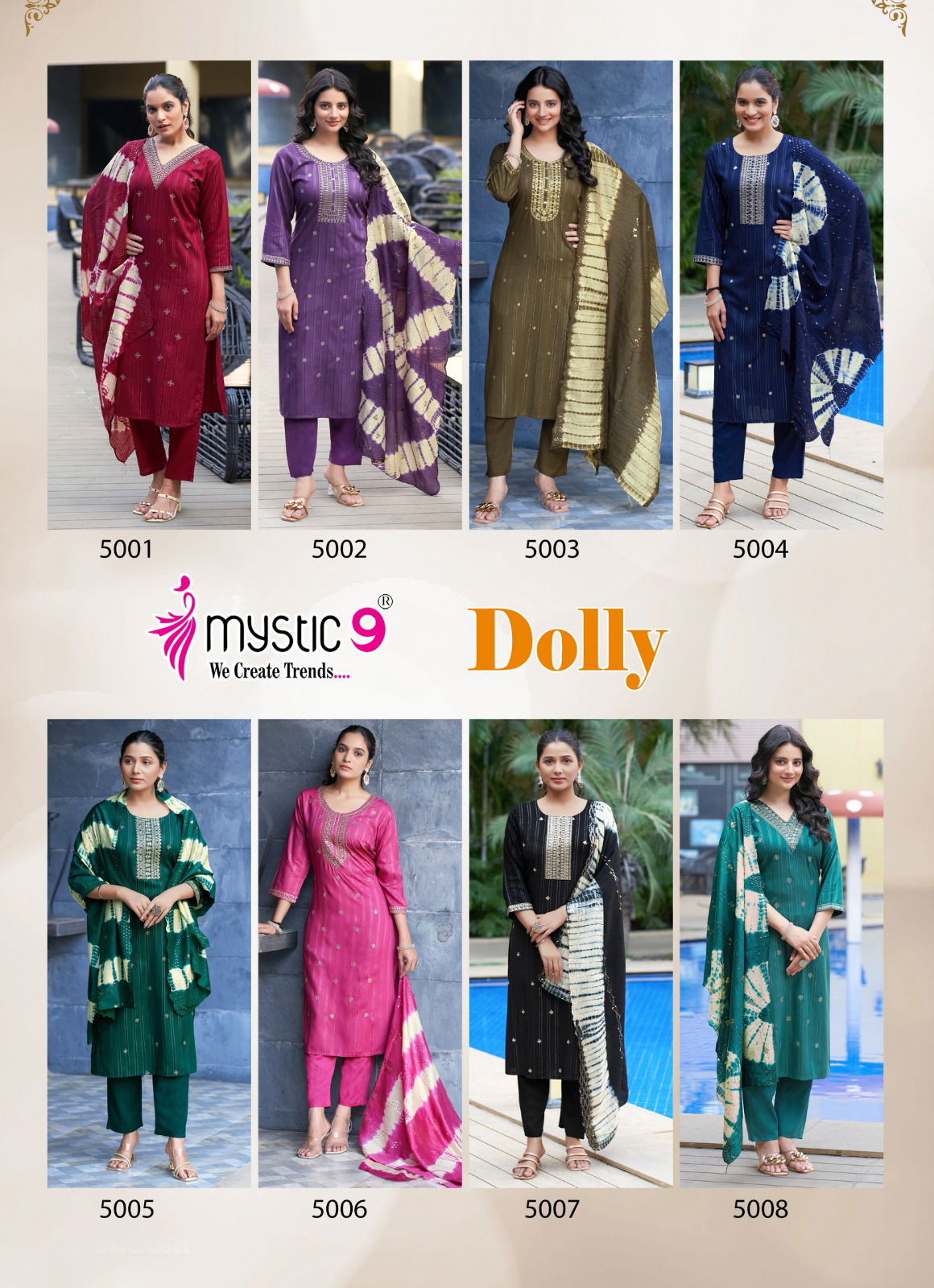 Dolly Vol 5 By Mystic 9 Rayon Embroidery Kurti With Bottom Dupatta Orders In India