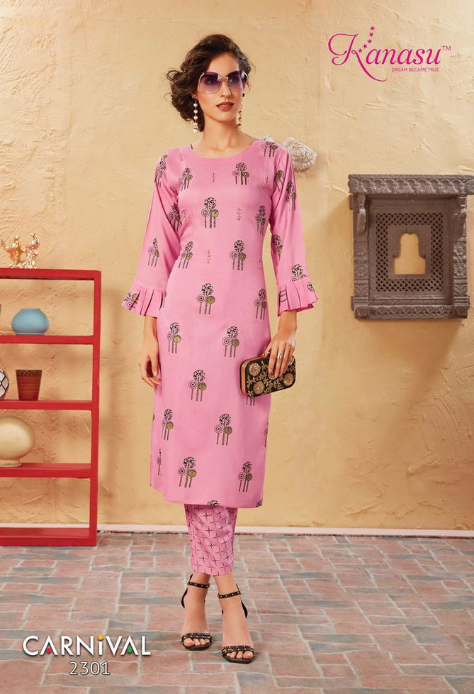 Kanasu Carnival Latest Designer Office Wear Casual Wear Kurti With Bottom Collection 