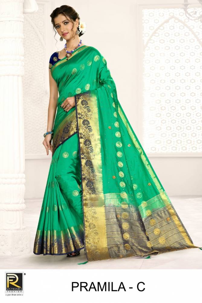 Ronisha Pramila Latest Designer Festive Wear Nylon Silk Saree Collection