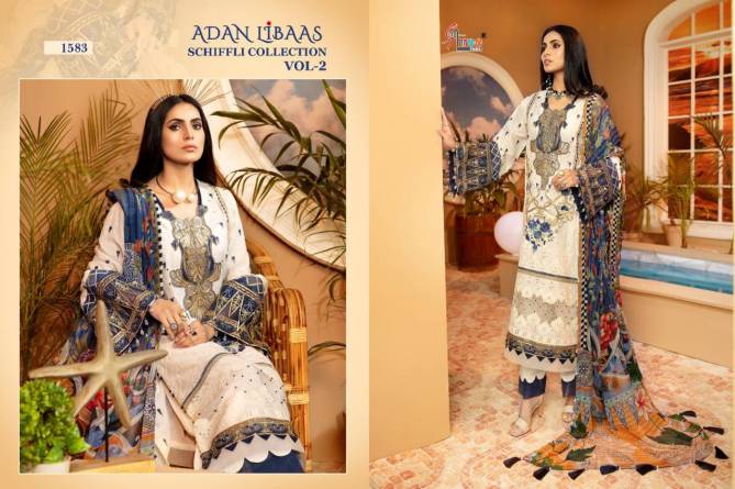 Shree Adan Libaas Schiffli Collection 2 Latest Fancy Festive Wear Pure Cotton Pakistani Salwar Suits Collection
