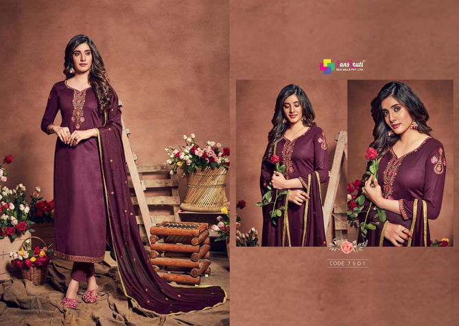 Sanskruti Gulshan Latest Fancy Designer Heavy Fancy Festive Wear Pure Jam Satin With Embroidery Work Designer Dress Material
