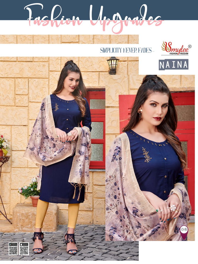 Smylee Naina Latest Designer Ethnic Wear Heavy Silk Kurti With Printed Dupatta Collection