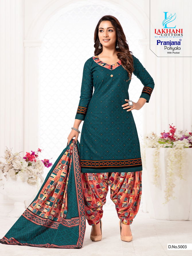 Lakhani Pranjana Patiyala 5 Latest Fancy Designer Regular Casual Wear Ready Made Printed Cotton Salwar Suit Collection
