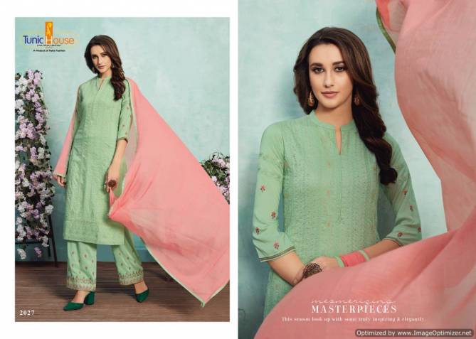 Tunic House Nelly Lucknowi Stylish Chinon Soft Silk With Embroidery Work Salwar Suit Collection