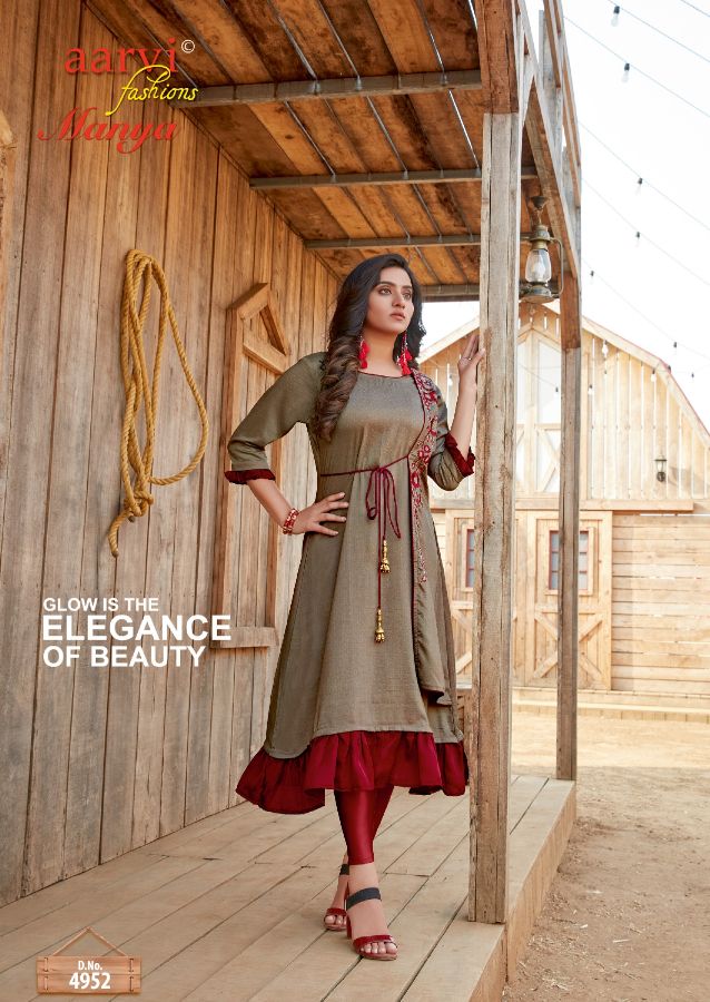 Aarvi Manya 24 Latest Fancy Designer Ethnic Wear Luxury Pure Rayon Cotton Kurtis Collection
