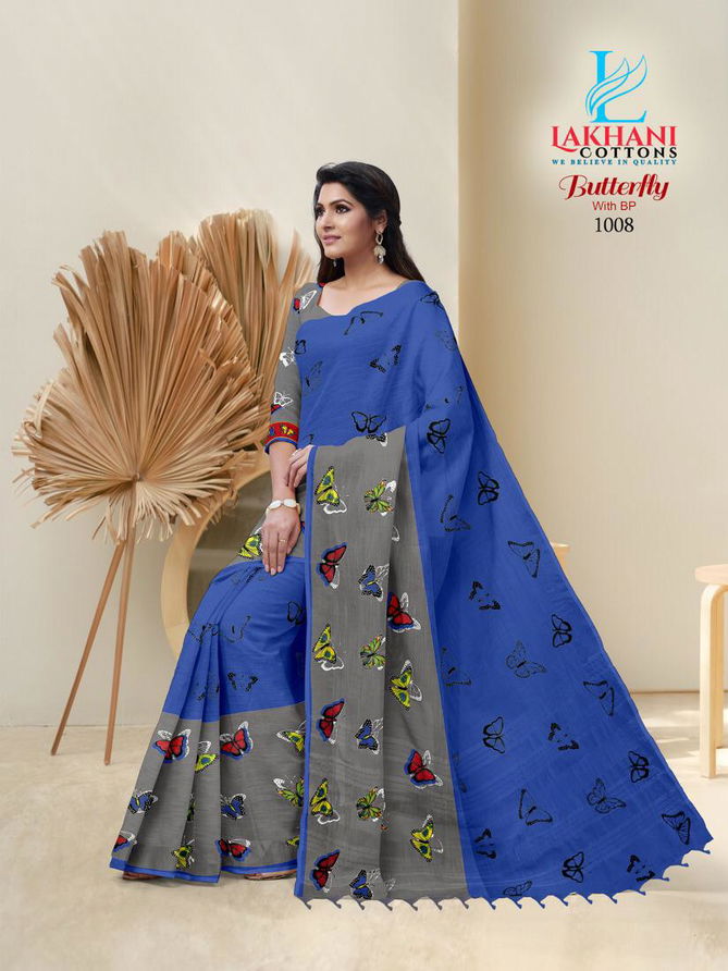 Lakhani Butterfly Pure Cotton Latest Printed Casual Wear Designer Cotton saree Collection
