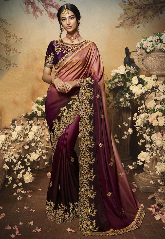 Suhani Padding Dola Silk Embroidery Work Wedding Wear Designer Heavy Saree Collection
