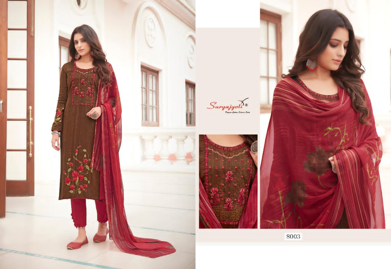 Suryajyoti Ziva 8 Latest Fancy Regular Wear Designer Satin Cotton Dress Material Collection
