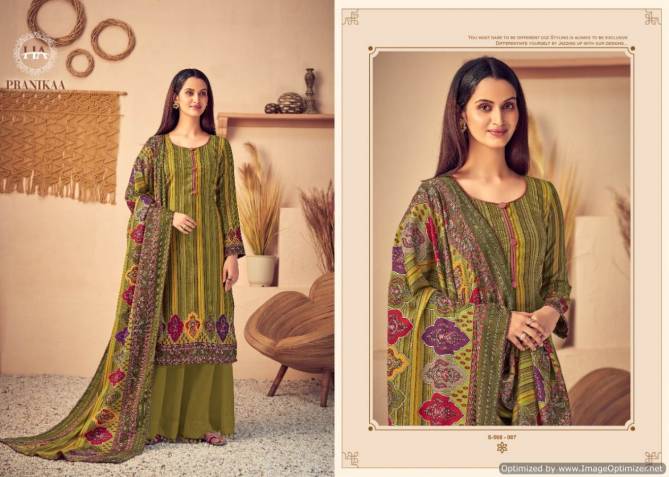 Harshit Pranikaa Latest Designer Printed Pashmina Dress Material Collection With Pure Wool Pashmina Print Four Side Lace Dupatta 