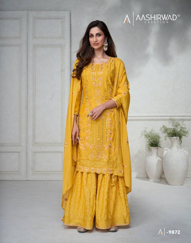 Agha Noor By Aashirwad Premium Chinon Silk Festive Wear Salwar Suits Wholesale Suppliers In India
