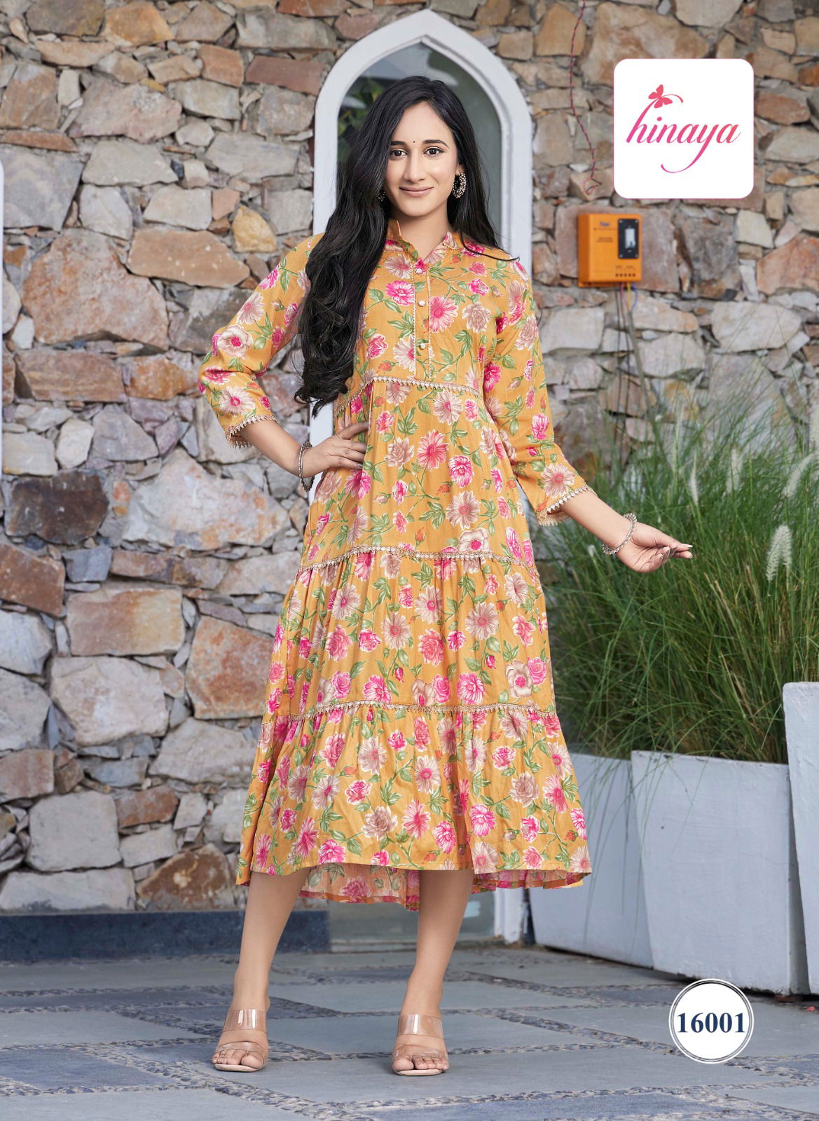 Raashi Vol 16 By Hinaya Rayon Foil Printed Designer Kurtis Wholesalers In Delhi