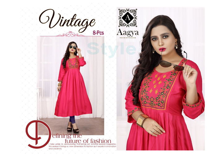 Aagya Vintage 2 Latest Fancy Ethnic Wear Designer Rayon Flair Kurti Collection
