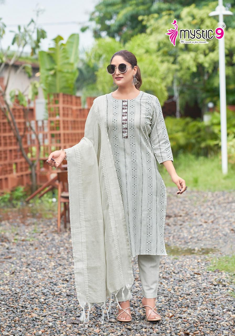 Liza Vol 1 By Mystic 9 Cotton Handloom Kurti With Bottom Dupatta Exporters In India