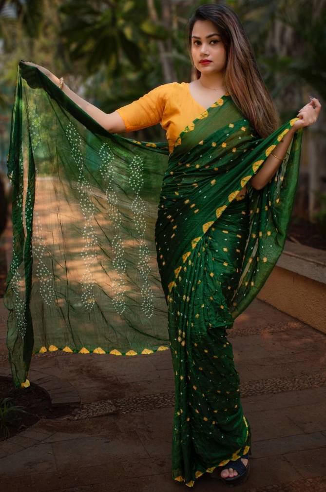 Gaji Bandhej Latest Designer Fancy Festive Wear Silk With Bandhej Border Saree Collection
