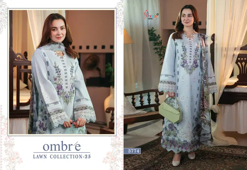 Ombre Lawn Collection 25 by Shree Cotton Dupatta Salwar Suits Wholesale Price