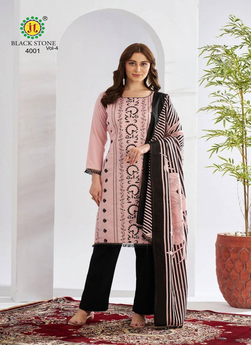 Black Stone Vol 4 By Jt Rayon Embroidery Dress Material Wholesale Market