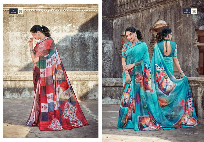 Hirva Digi Duniya Georgette Printed Casual Wear Designer Saree Collection
