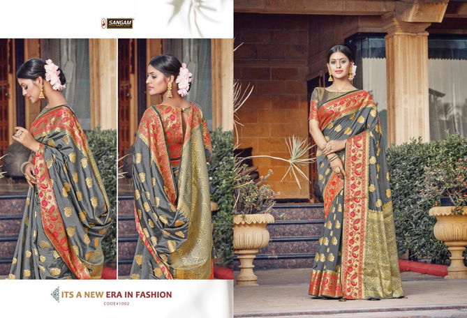  Sangam  Latest Fancy Designer Festive Wear Pure Silk Saree Collection 