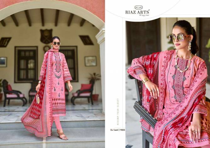 Bin Saeed 9001 To 9008 By Riaz Arts Pure Cotton Dress Material Orders In India