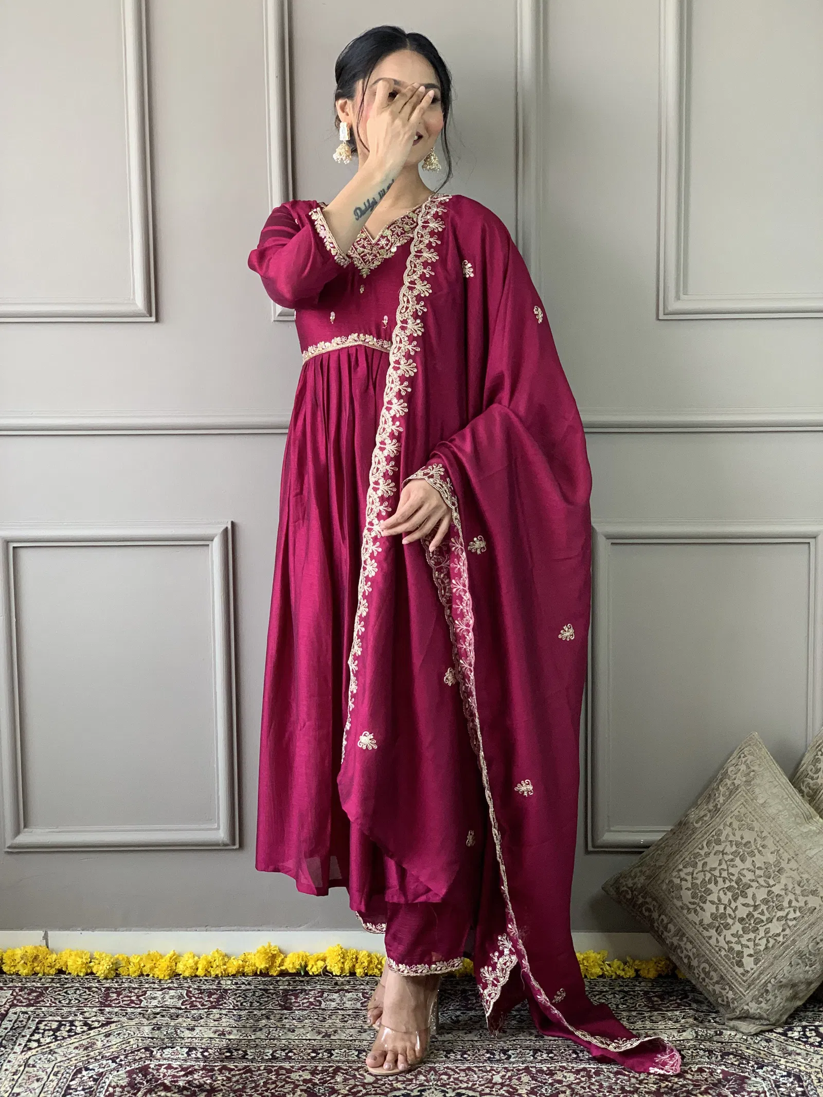 KF 3024 Kalaai CP Vichitra Chanderi Embroidery Kurti With Bottom Dupatta Wholesale Market