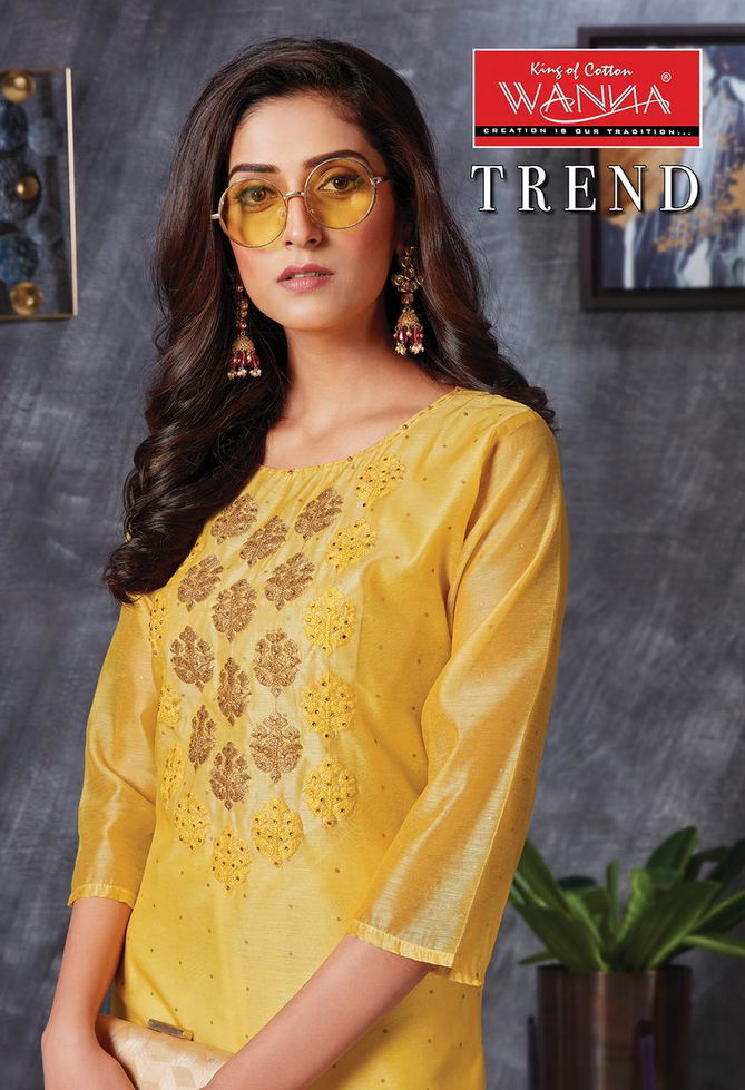 Wanna Trend Designer Latest Fancy Ethnic Wear Kurti With Jam Stain Pant Bottom Collection
