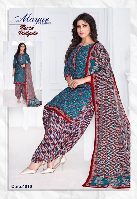 Mayur Meera Patiyala 4 Latest Fancy Regular Wear Printed Pure Cotton Readymade salwar Suit Collection
