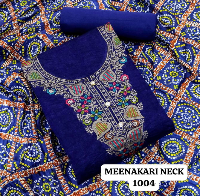 Meenakari Neck Daman By Rahul Nx Bandhani Printed Surat Dress Material Wholesale Market