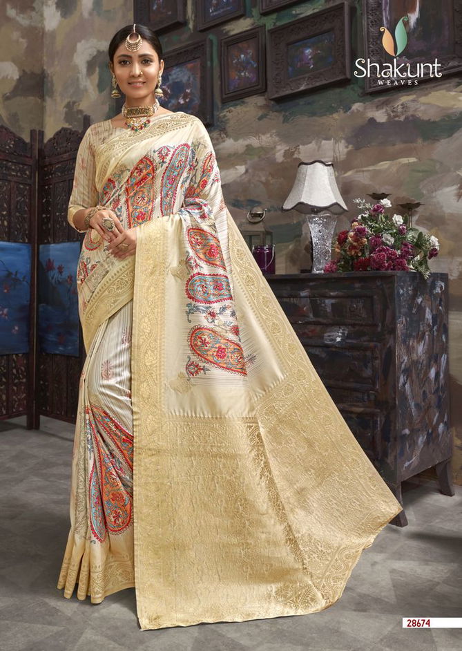 Smaran Silk Latest Fancy Designer Festive Wear digital print Pure Silk Saree Collection 