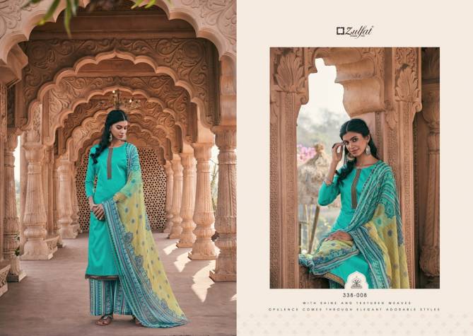 Zulfat Patiala Latest Regular Casual Wear Pure Heavy Jam Cotton Elegantly Stitched Kashmiri style Tie and daman stitched Lace Dress Material Collection
