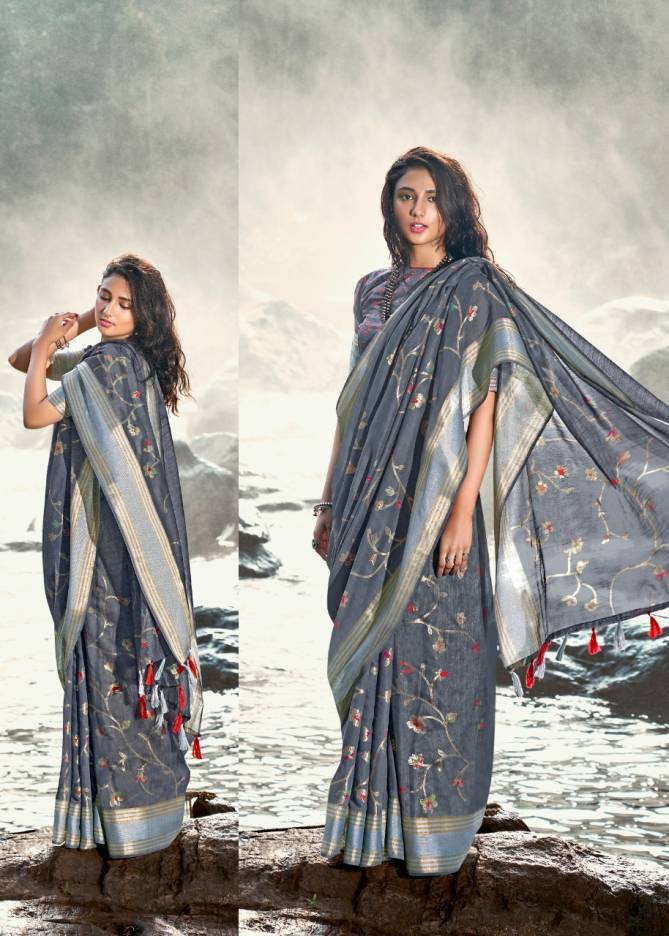 TRIVENI UPASANA Fancy Heavy Designer Festive Wear Cotton Linen Printed Saree Collection