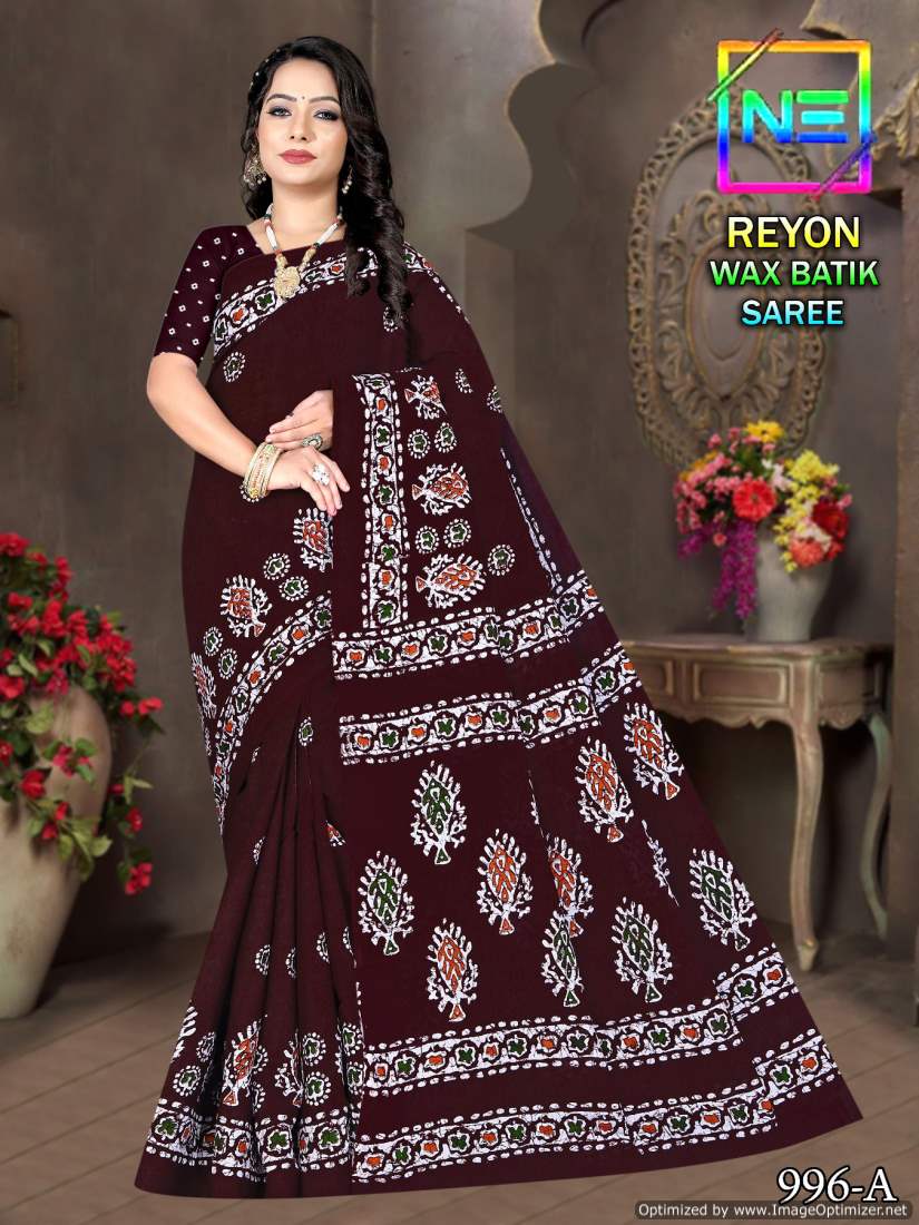 Rayon Wax Batik By Nemi Daily Wear Rayon Cotton Sarees Wholesalers In Delhi