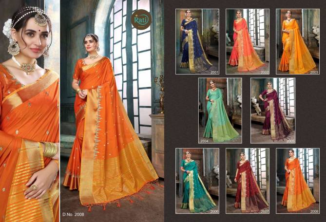 Rati Shloka Latest Designer Party Wear Festive Wear Linen Silk Saree Collection 
